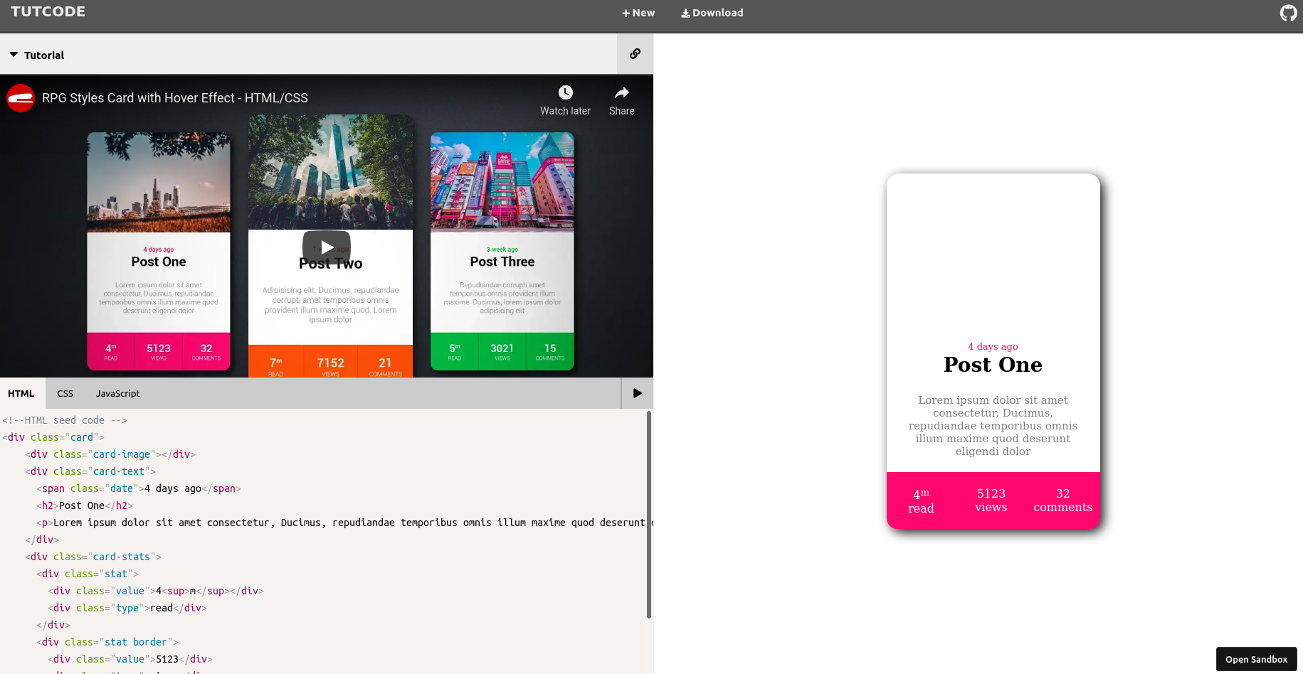 TutCode - site to simultaneously  view tutorials and code